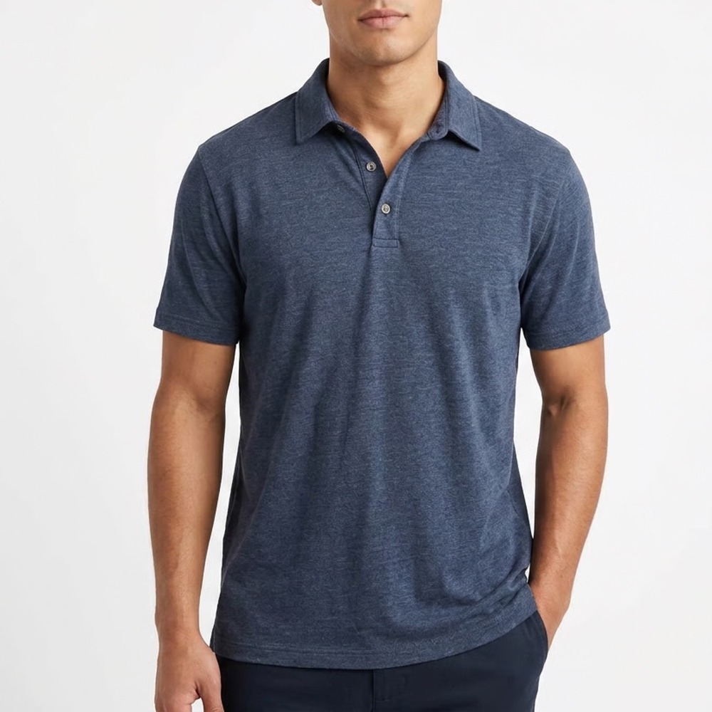 Fresh Clean Tees Polo Shirt Men XLT heather Blue Spread Collar Golf Short Sleeve